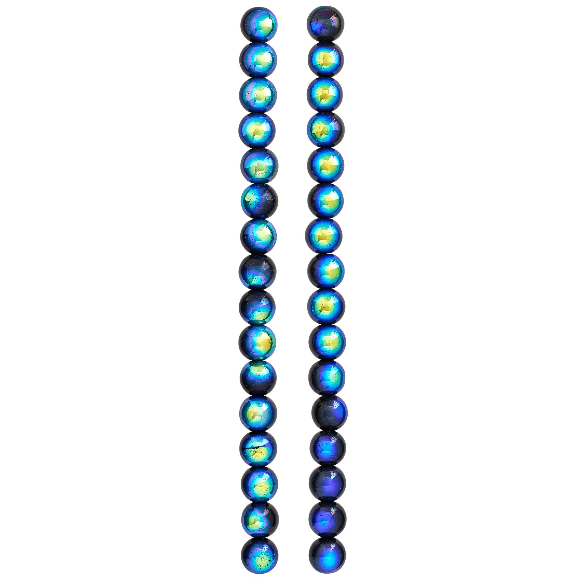 Black Aurora Borealis Round Glass Beads, 10mm by Bead Landing™